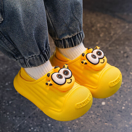 Autumn and winter children's cotton slippers, boys' bags, girls' babies' waterproof parent-child slippers, indoor home warm cotton slippers, sky blue slippers, size 12, 24/25 (shoe inner length 15CM, suitable for feet 14