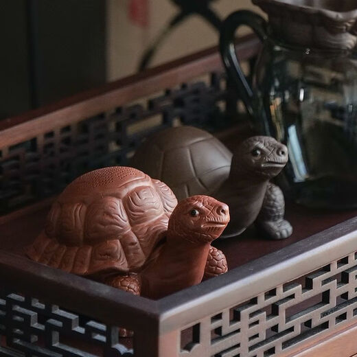 Tea Pet Lucky Turtle Purple Sand Turtle Tea Leak Filter Integrated Desktop Water Separator Ceramic Ornament Style Twenty-Four Treasures (Purple Clay Circle)