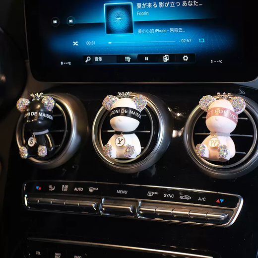 Yusenyi Car Perfume Aromatherapy Car Air Conditioner Air Vent Car Interior Decoration Supplies High-end Diffusing Stone Ornaments Pink Diamond Blindfold Bear Remarks Letter 1g