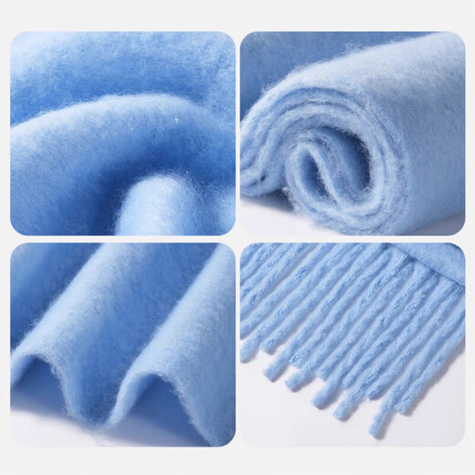 Yu Yaman Blue Scarf Gloves Winter Women's 2025 New Windproof, Antifreeze Warm Scarf, High-end Smog Blue Harbin Light Blue Gloves + Smog Blue Scarf Travel Two-piece Set