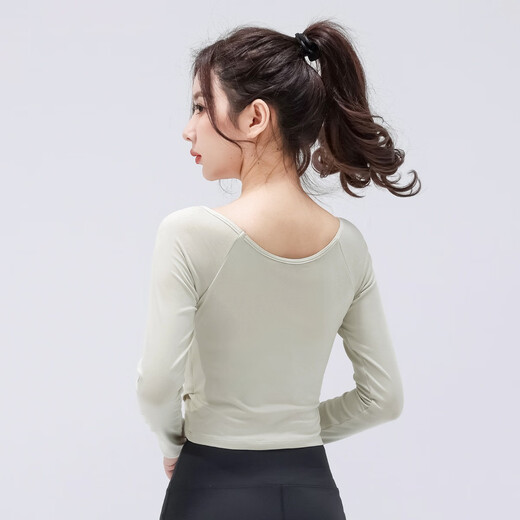 Barbie all-in-one yoga wear with chest pads, high-end women's tops, sports long-sleeved slim-fitting Pilates yoga T-shirts for women