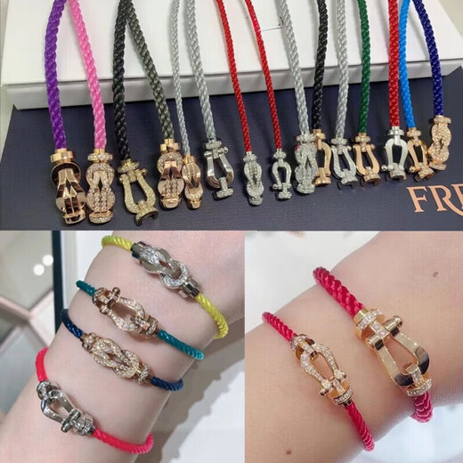 Weiyang quality 18k gold horseshoe bracelet suitable for hand rope Fedde buckle bracelet large black warrior eight-character buckle men's single circle black warrior