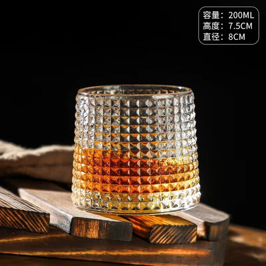 Dongzhitiandi Whiskey Glass Gyro Rotatable Crystal Glass Home Creative Tumbler Wine Glass Foreign Wine Glass Spirit Glass Glacier Style*2+Diamond Style*2+Vertical Pattern Style*2