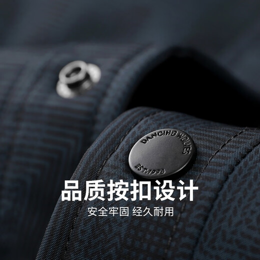 Dances with Wolves Men's Texture Dark Pattern Lapel Jacket Men's 2025 Autumn and Winter New Coach Quilted Warm Jacket 1030 Dark Blue 102 - Quilted Style L (175)