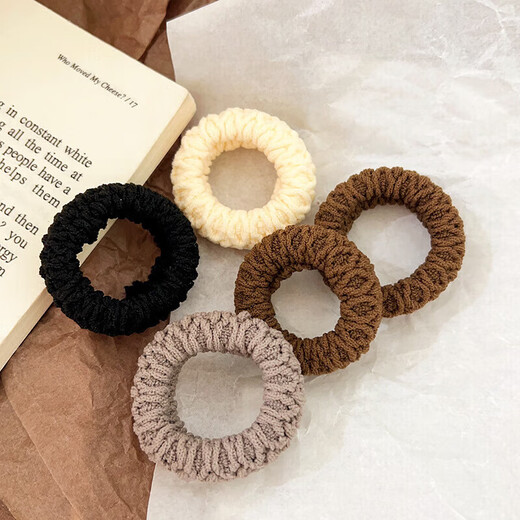 Korean version of popcorn hair tie, upgraded version, widened and thickened, women's high elasticity, durable, fashionable ponytail without damaging hair accessories, headband, black + coffee color, 20 pieces/bag