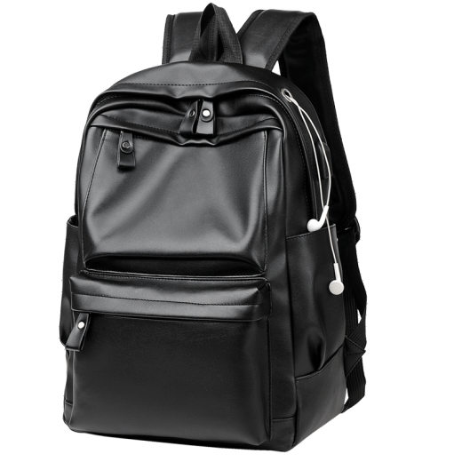 Langfei Backpack Men's Backpack Casual Large Capacity Travel Computer Bag Korean Version High School Student Bag Trendy Leather Bag Limited Edition Black