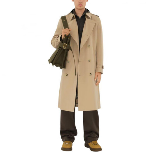 BURBERRY New Year's gift Burberry SS24 solid color lapel double-breasted long windbreaker men's honey color honey color one size 50