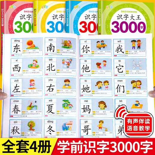 幼儿童识字大王3000字认知启蒙看图识字幼儿园语文识字教材小学生MM 识字大王1500字【起步+提高】2本