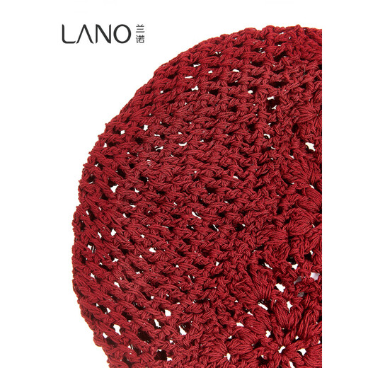 Lannuo Hollow Knitted Hat Women's Long Tassel Pullover Hat 2025 Autumn New Big Head Circumference Showing Face Small Hat Red M(56-58cm)