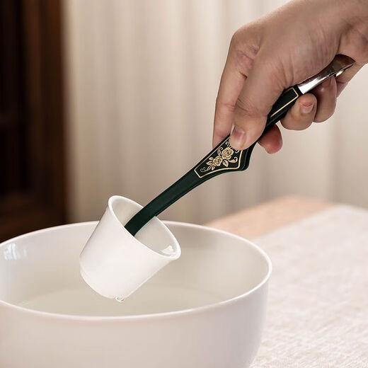 Meikejie non-slip cup clip tea making tool single high-end silicone tea clip Kung Fu tea set accessories tea ceremony tea cup tea tweezers black - silicone stainless steel tea clip