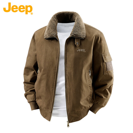 JEEP autumn and winter trendy brand handsome American new men's warm work jacket plus velvet thickened jacket