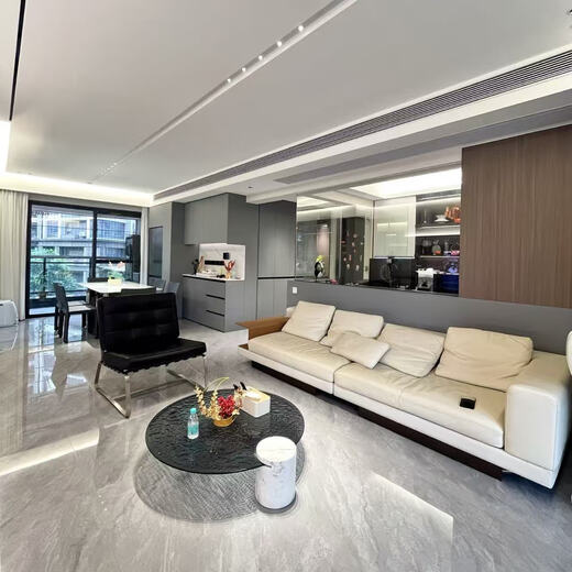 Modern black and white gray decoration design, simple and modern, Zhaoqing decoration company, Huaxun decoration full package repair