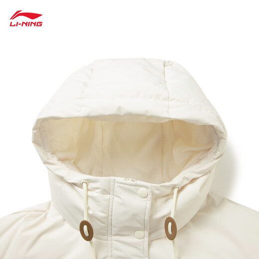 Li Ning Windproof Antistatic Technology Short Down Jacket Women's 2025 Hooded Duck Down Warm Sports Jacket AYMV386