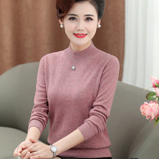 KING DEER middle-aged and elderly women's pure cashmere soft waxy sweater mother's clothing autumn and winter new solid color wool bottoming sweater green 3XL 150Jin Jin equals within 0.5 kg counter