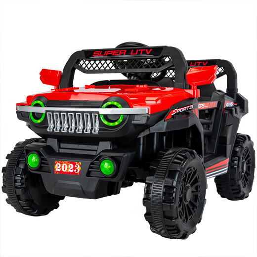 Tank 300 children's electric car, four-wheel off-road car, remote control, child toy car, can sit on adult stroller, high-end red + dual-drive Bluetooth, self-driving remote control, explosion-proof battery, 1-9 years old + extra large load-bearing 200 Jin Jin is equal to 0.5 kg + lifetime warranty