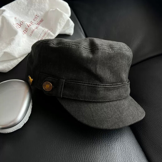 BIBK beret women's peaked cap equestrian hat showing face small flat top retro fashion hat square round face high skull retro green one size fits all elastic 55-59cm