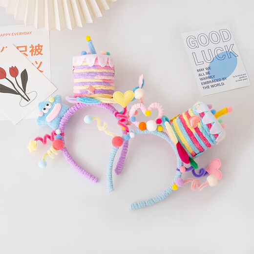 Shui Yunmiao's birthday hairband, twisted stick handicrafts, children's dinner party photo props, cute hairpins and hair accessories, funny star birthday cake headband