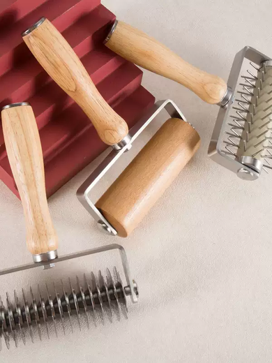 Yusenyi Pizza Tool Rolling Pin Baking Stainless Steel Roller Mesh Knife Baking Knife Knife Bread Mesh Cutter Mesh Tool (Special for Baking) Upgraded Stainless Steel Dough Punch