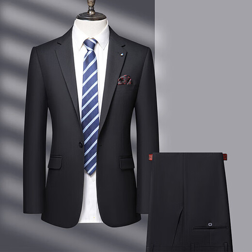 GOLDLION G+ Goldlion 2025 Autumn and Winter New Men's One Button Double Slit High-end Suit Suit for Men Handsome Black L 175 Recommended 145-155 Jin Jin equals 0.5 kg