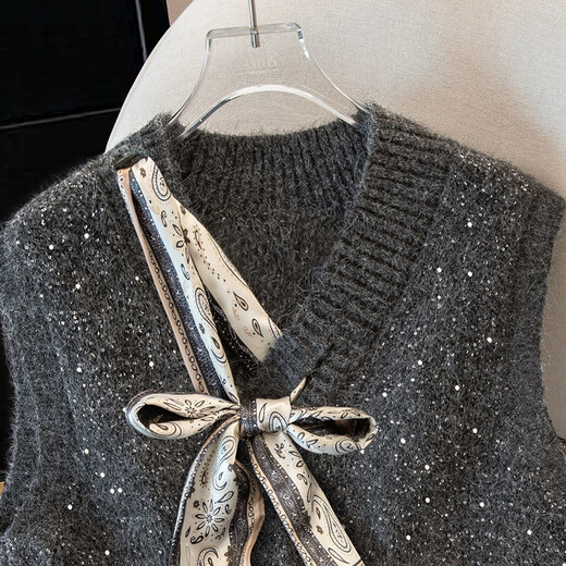 Sibaishe V-neck sleeveless knitted vest for women 2025 autumn new style fashionable loose layered vest