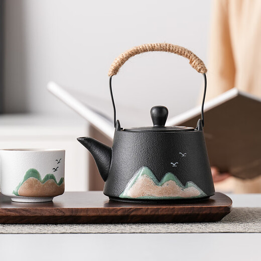 Zhenchu Ju tea set complete set Teacher's Day gift teacup tea can Chinese style cultural and creative souvenir business birthday men Yuanshan black pottery complete tea set Lift kettle + host cup + tea can