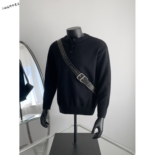 Yuexiang Youth Sweater Boys Autumn and Winter Henley Neck Sweater American Lazy Trendy Brand Loose Casual Sweater Jacket Light Gray M