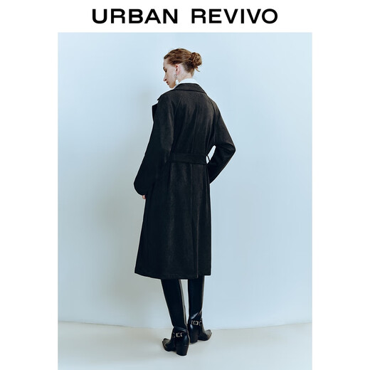 UR2025 new autumn women's temperament belt coat woolen jacket UWM150032+ black M