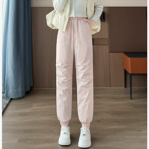 Mad Cortes轻奢白鸭绒羽绒裤女外穿2025冬季新款防寒裤高腰束脚加厚棉裤 米白色 M 建议95-105斤