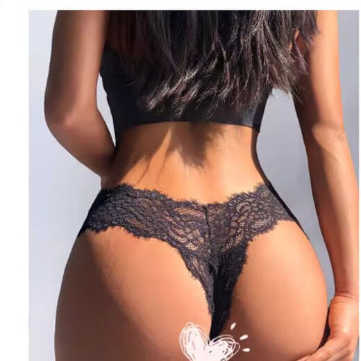 Universal underwear for women, thong, nails, buttocks, crotch, seamless ass, big girls, lace, sexy, black S