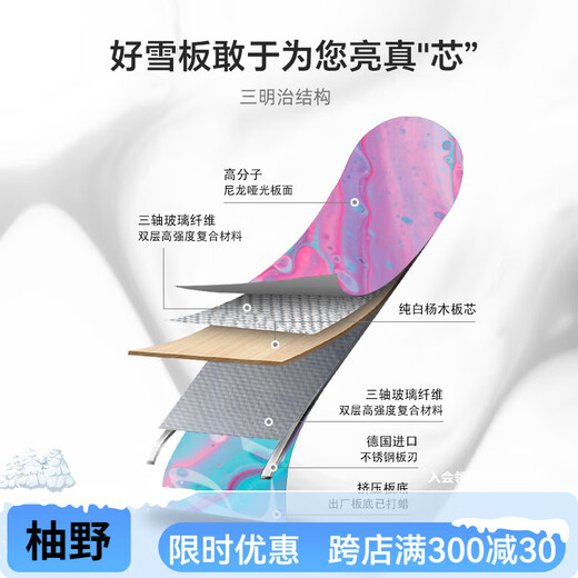 蓝科滑雪板单板小黑板平花单板板包男女通用雪板固定器雪鞋滑雪 炫彩(板+基础固定器+雪鞋) 140cm