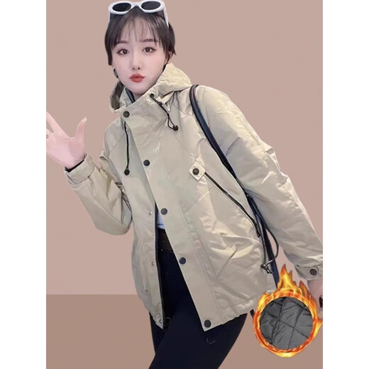 Semir Semir short coat for women in autumn and winter new popular quilted thickened fashionable jacket sports style jacket top Semir Khaki Green (Padding Style) Thickened