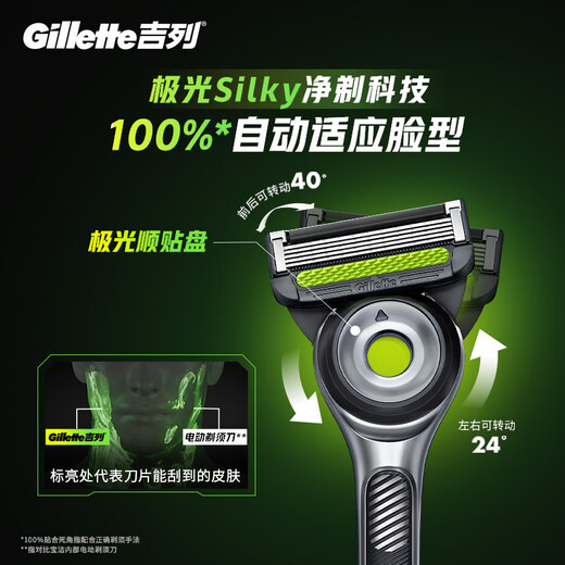 Gillette manual razor Aurora knife, anti-scratch, high-end travel portable, can be brought on the plane, manual razor, practical gift for men, 5-layer blade, 1 blade holder, 4 blades, non-Geely