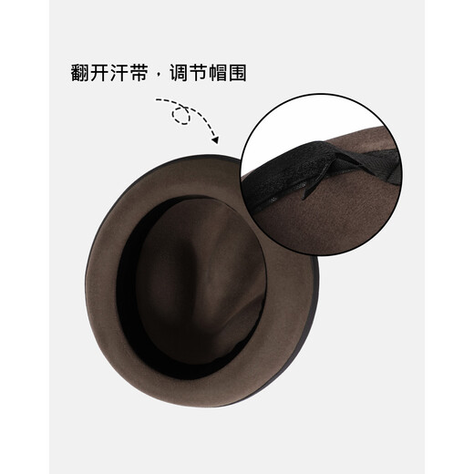 Mr DUCK25 new winter product, Australian superfine wool hat, men's high-end foldable British jazz hat, sheepskin hat strap, retro brown coffee (100% wool)-MW56261 S (suitable for 52-55cm head circumference, small head circumference)