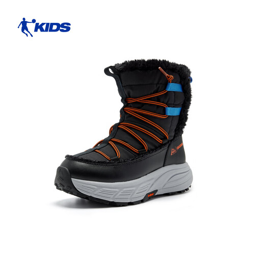 Jordan men's snow boots winter velvet warm long cotton shoes children's casual shoes black/Keller blue 39