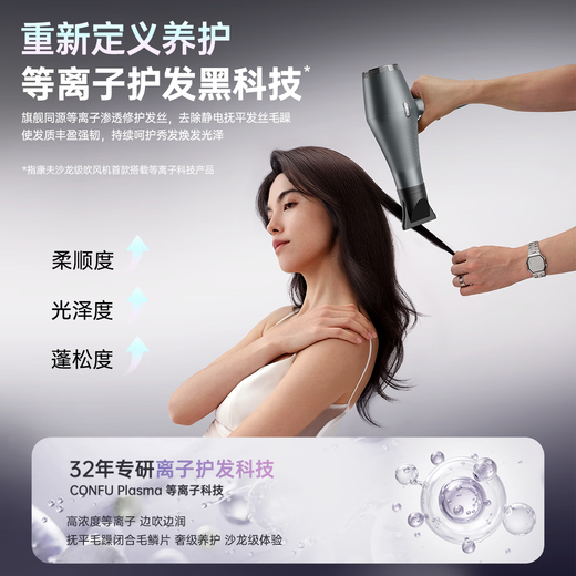 CONFU high-speed hair dryer high-power hair salon and barber shop special professional high-wind household plasma constant temperature hair dryer holiday gift K1 gray