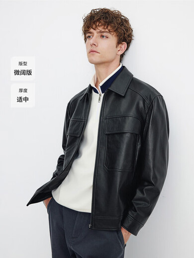 Navigare Italian sailboat lapel genuine leather jacket for men 2025 autumn new old money style cowhide jacket Dark Night Black 0979 S