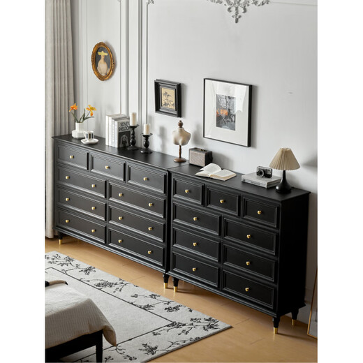 Quanyou (QUANU) 2025 New Solid Wood American Retro Chest of Drawers Bedroom Bedside Cabinet Drawer Storage Cabinet French Living Room Side Cabinet Back Warm White Solid Wood Dressing Table (Mirror and Stool Not Included) Completely delivered to home Completely assembled (table legs need to be assembled manually)