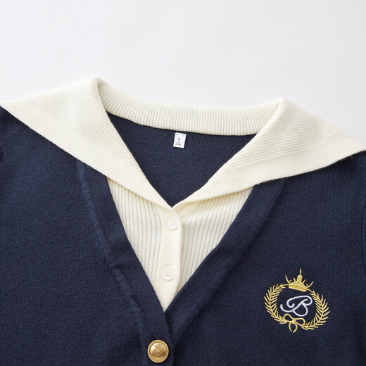 IEF/Aiyifu Small 2025 Autumn and Winter New American Fashion College Style Design Woolen Jacket Navy M