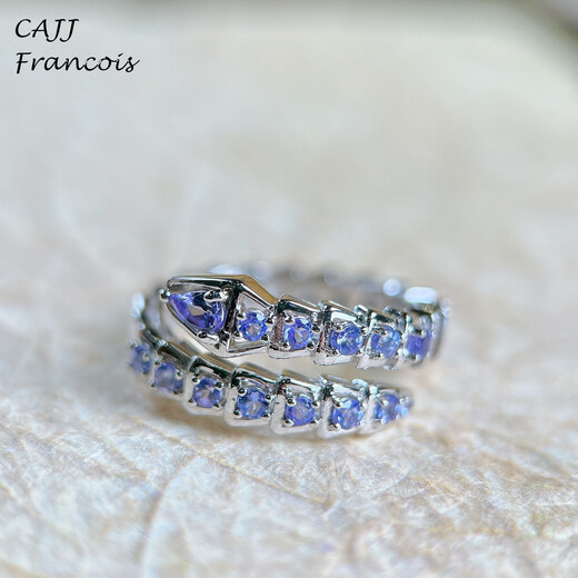 CAJJ Francois tanzanite snake ring 925 silver natural colored treasure luxury snake ring gift for self-wear design Hong Kong 13#