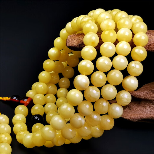 Amber style, one object, one picture, one certificate, beeswax bracelet, 108 rosary beads, natural amber bracelet, white nectar, bead string, 37.74g, 8mm