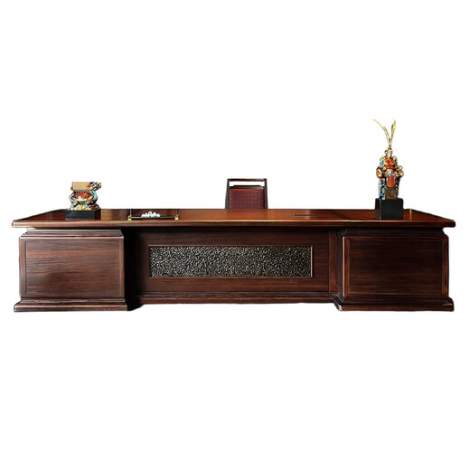 Fang Zaitang new Chinese style solid wood desk boss desk ebony wood executive desk high-end chairman background cabinet combination furniture boss desk color