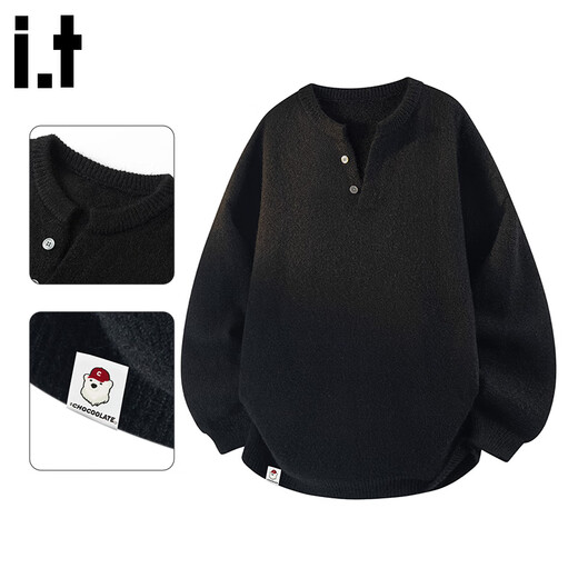 CHOCOOLATE it women's 2025 autumn and winter American high-end sweaters for men and women trendy loose casual henley collar sweaters for women green L