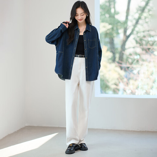 Handu Yishe Retro Denim Shirt Jacket Women's 2025 Spring Style High-Quality Lazy Style Loose Slim Casual Top