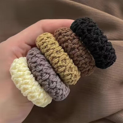 Korean version of popcorn hair tie, upgraded version, widened and thickened, women's high elasticity, durable, fashionable ponytail without damaging hair accessories, headband, black + coffee color, 20 pieces/bag