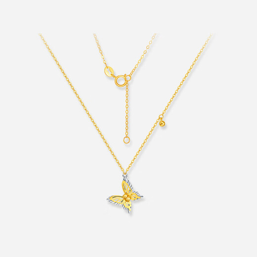 Saturday Fortune (ZLF) 18K Gold Necklace Women's Bow Pendant as a Holiday Gift for Girlfriend 1.12-1.42g 40+5cm (price adjustable)
