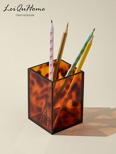 Yusenyi LQ tortoiseshell color acrylic makeup brush storage box dressing table cosmetics comb storage box desktop miscellaneous pen holder one grid