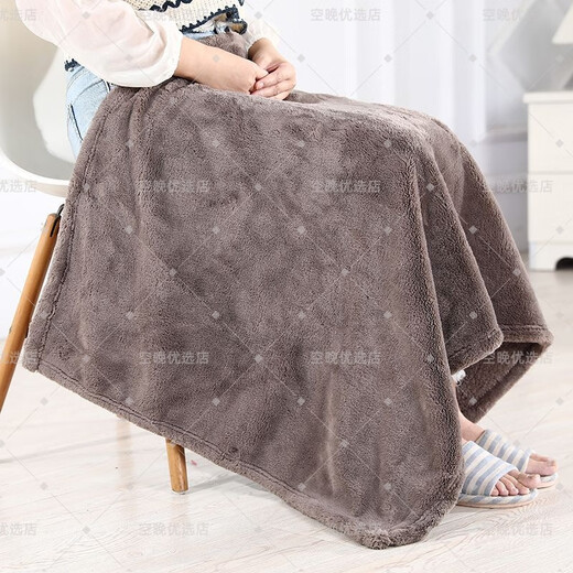 Wheelchair leg-covering small blanket, thickened flannel blanket, baby and children's lunch break, office and class multi-purpose thin blanket, extra thick coffee color