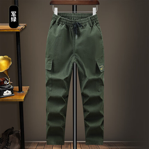 Welding work clothes trousers pure cotton extra-grade overalls men's wear-resistant anti-scalding factory auto repair labor insurance casual straight pants military green + navy blue wear-resistant thickened 2 pieces XL 175 recommended 125-145 Jin Jin equals 0.5 kg