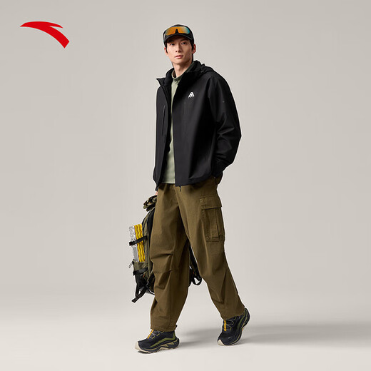 Anta Brother Z's same style water shell jacket丨Earth Shell 3.0 three-in-one hard shell windproof jacket for men and women, basic black-5 L ​​(men's 175)