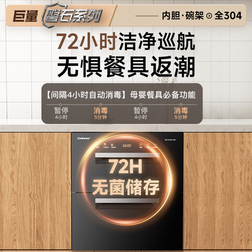 Canbo Disinfection Cabinet Embedded Three-layer 118-liter Panshi 304 Stainless Steel Home Kitchen Tableware Bottle Drying and Disinfection Cupboard XDZ118-EMT PRO National Subsidy